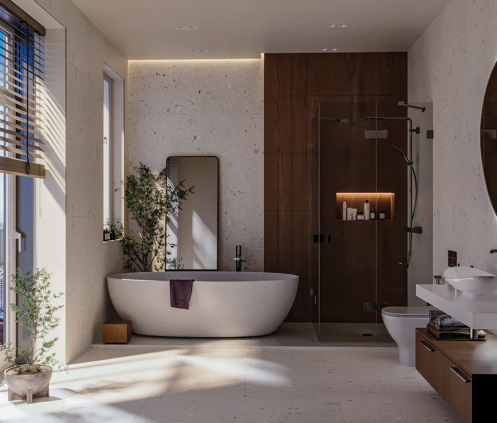 Bagno moderno con vasca freestanding