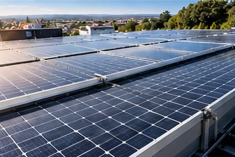 Pannelli fotovoltaici sulla copertura di un edificio industriale